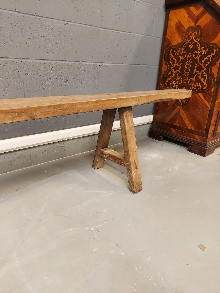 Pair Of Rustic Elm Wood Benches-photo-3