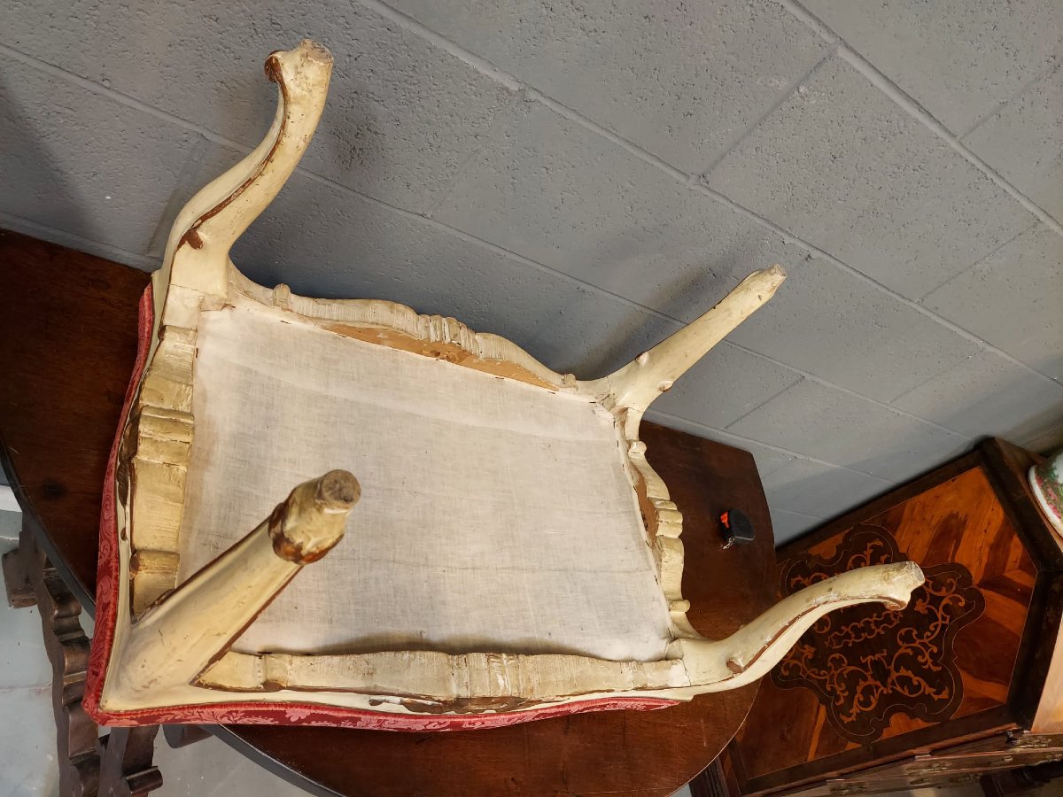 Pair Of Lacquered And Gilded Marche Stools-photo-1