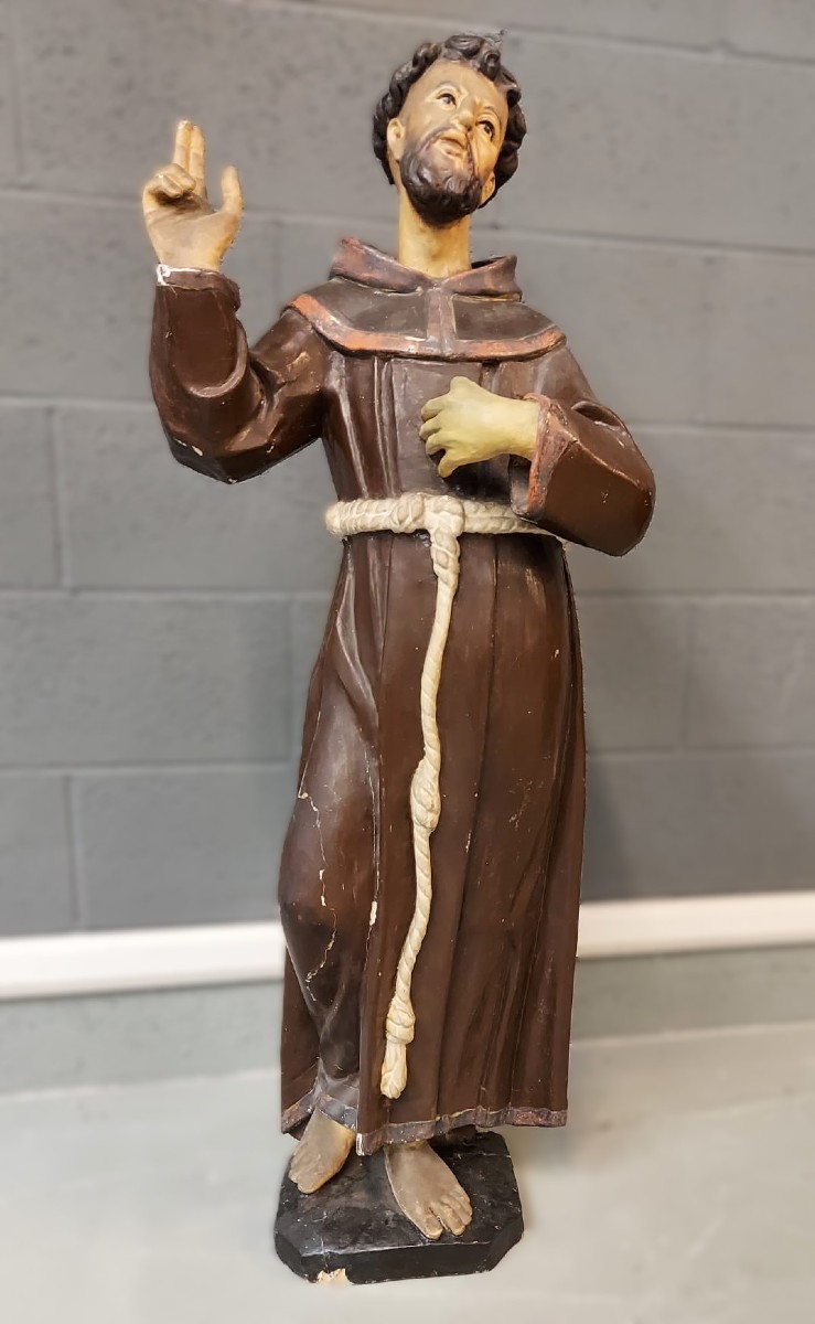 Polychrome Wooden Sculpture, Saint Francis
