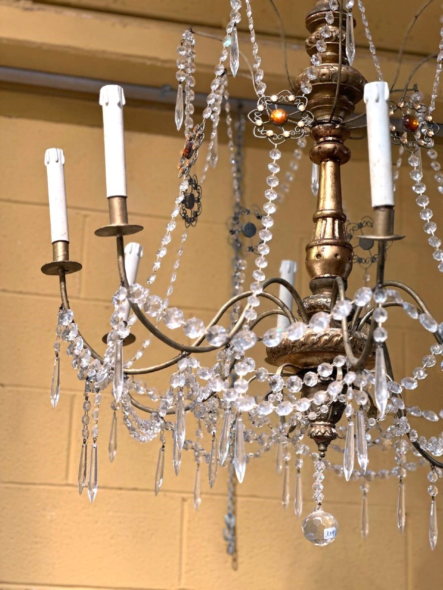  124 / 5.000 Six-light Chandelier, Genoa, 19th Century-photo-3