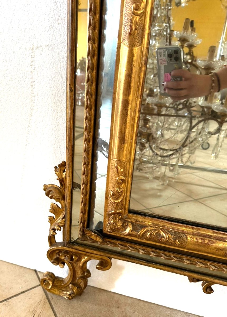 Miroir sculpté et doré, Piémont XVIIIe siècle-photo-4