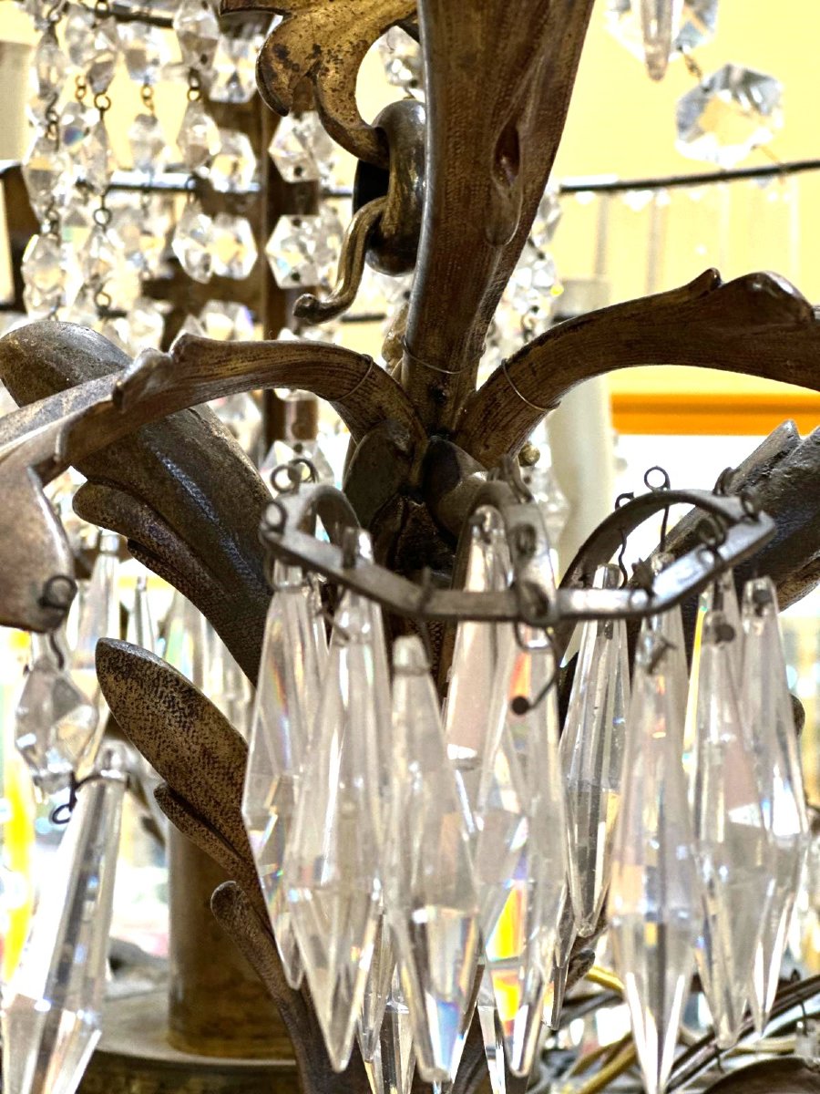 Lustre en bronze doré et cristal-photo-2