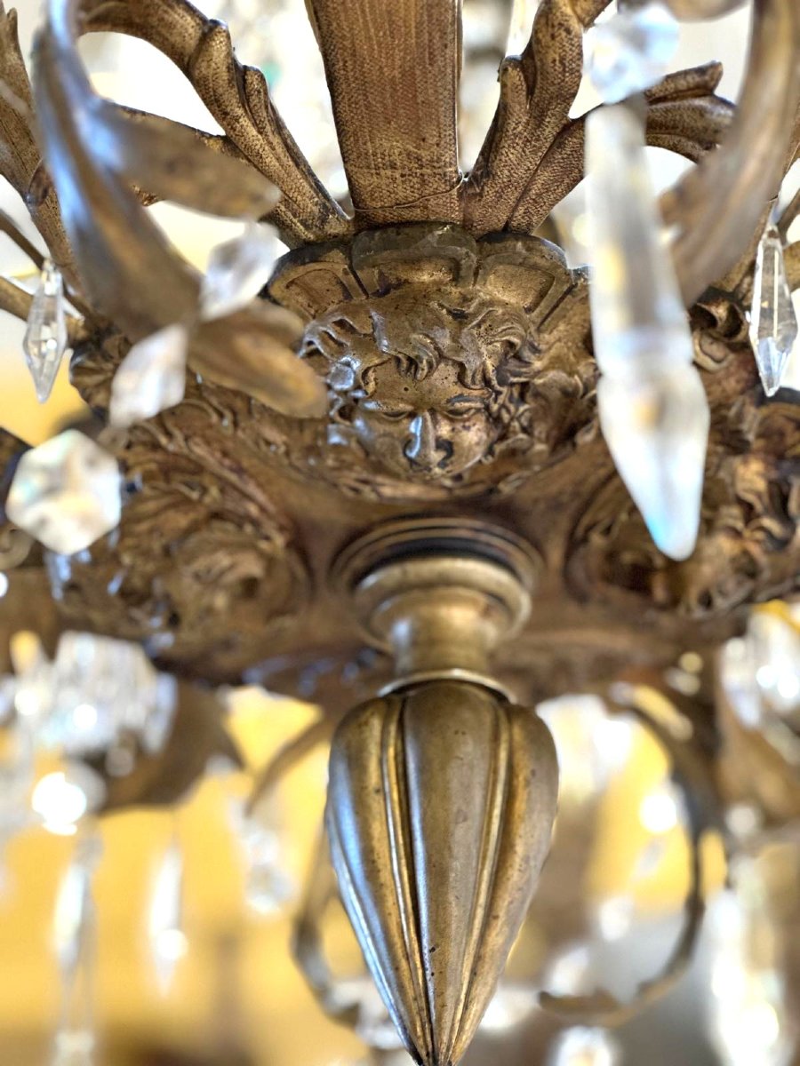 Lustre en bronze doré et cristal-photo-3