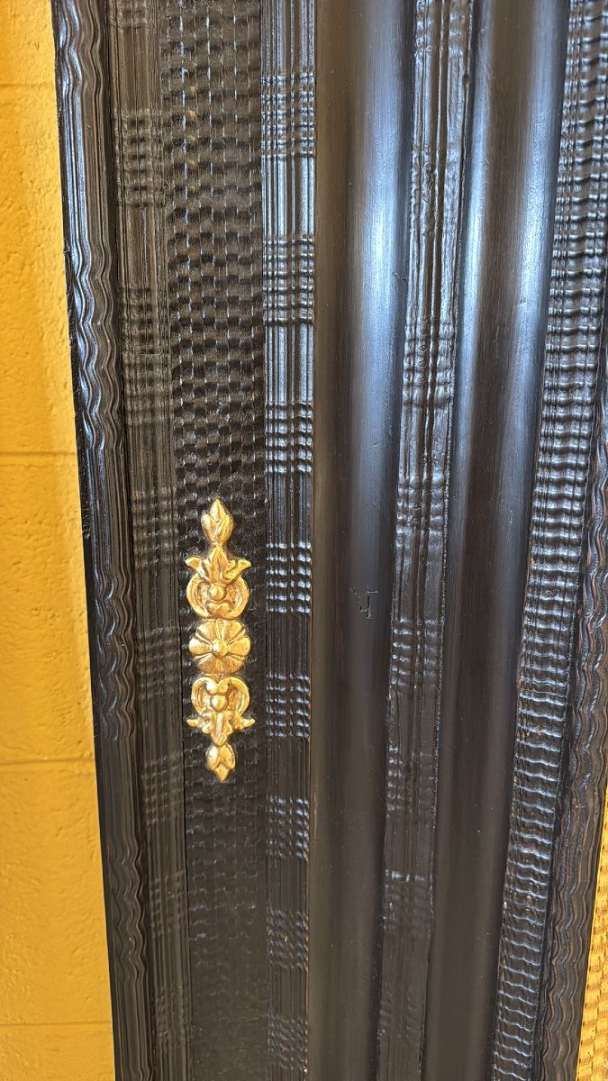 Miroir en bois ébénisé et doré Rome, XVIIe siècle-photo-2
