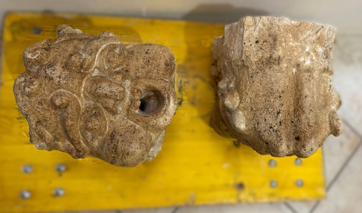 Masques de fontaine en pierre calcaire-photo-4