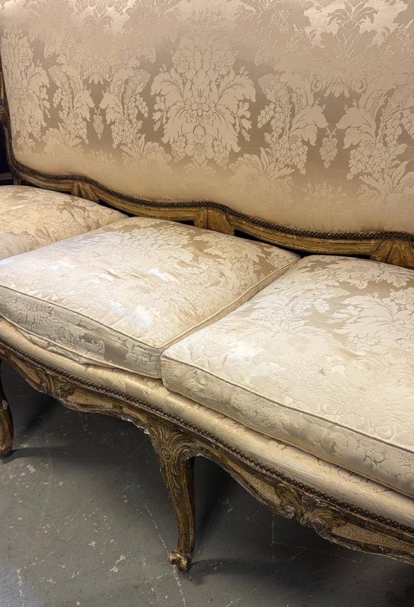 Canapé trois places en bois argenté-photo-3