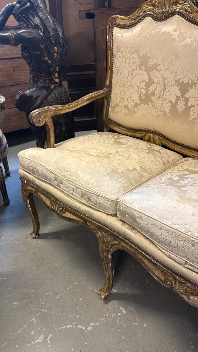 Canapé trois places en bois argenté-photo-4