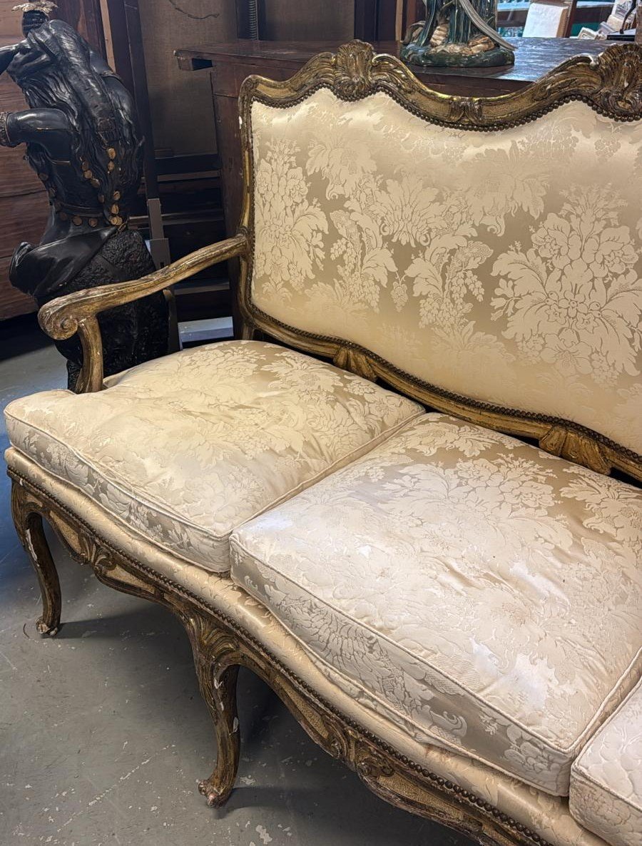 Canapé trois places en bois argenté-photo-1