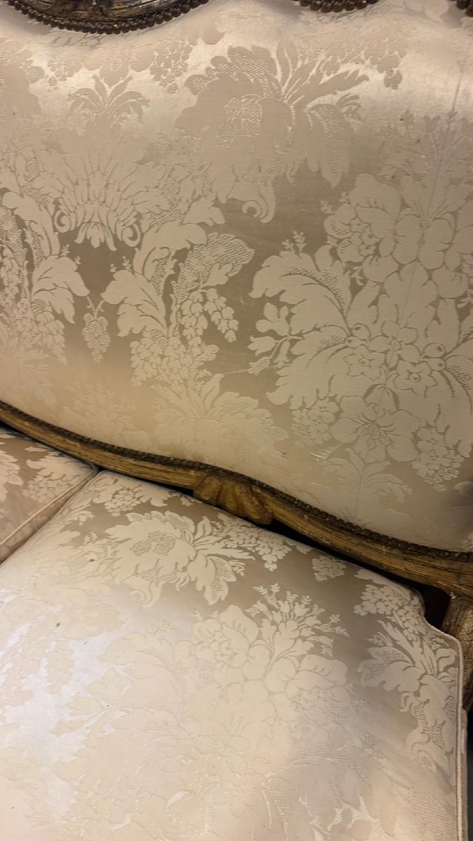 Canapé trois places en bois argenté-photo-3