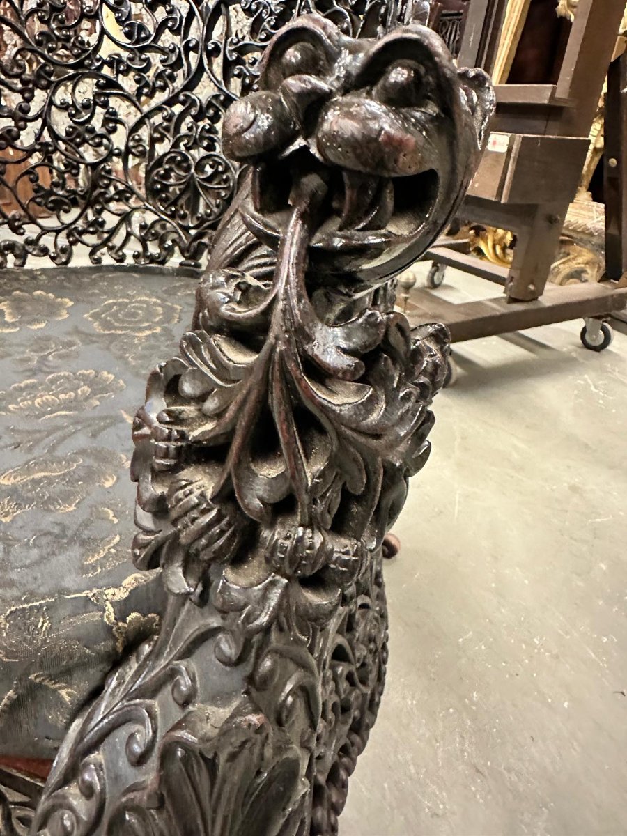 19th Century Anglo-indian Openwork Chair-photo-3