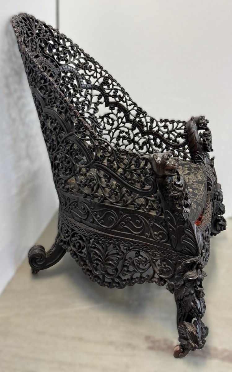 19th Century Anglo-indian Openwork Chair-photo-4