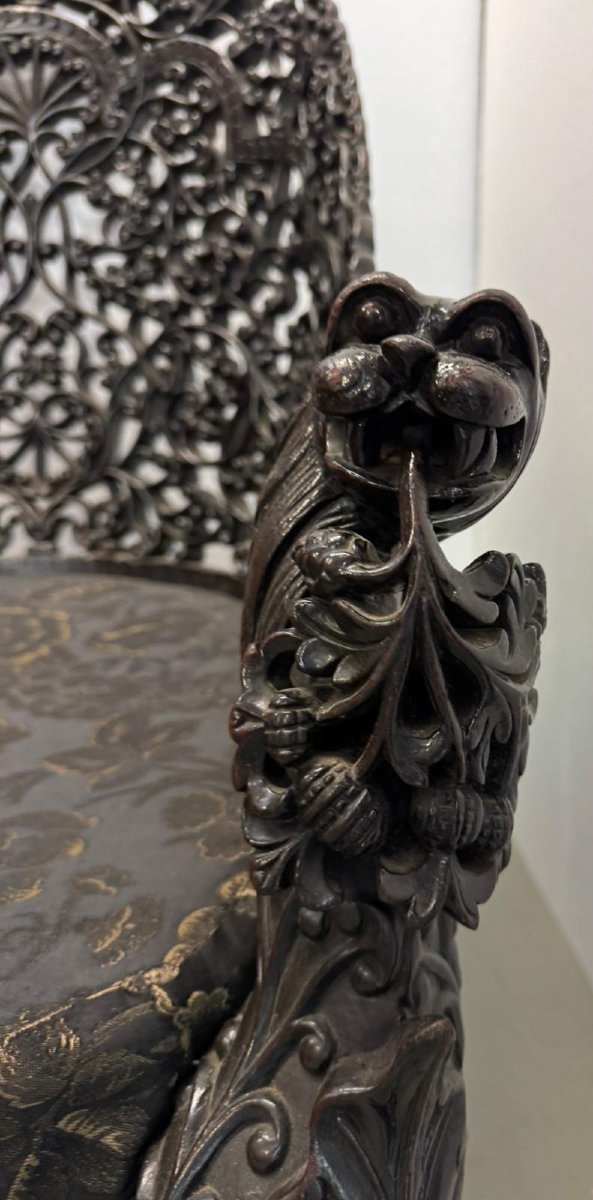 19th Century Anglo-indian Openwork Chair-photo-2