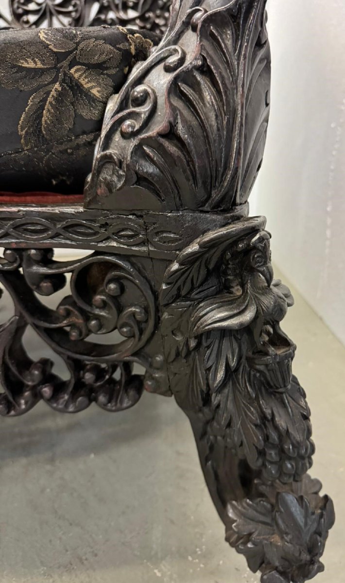 19th Century Anglo-indian Openwork Chair-photo-3