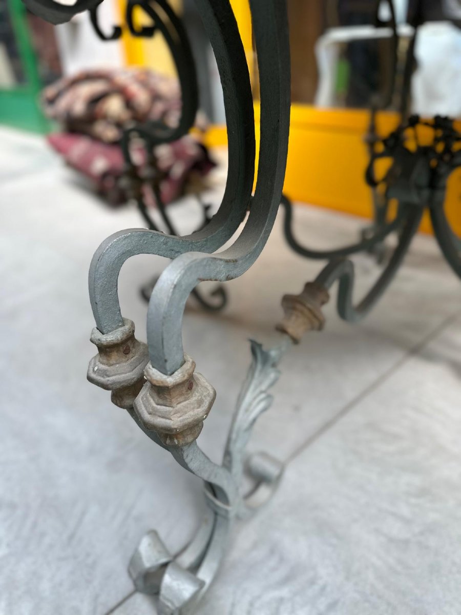 Wrought-iron Table With A Green Marble Top-photo-4