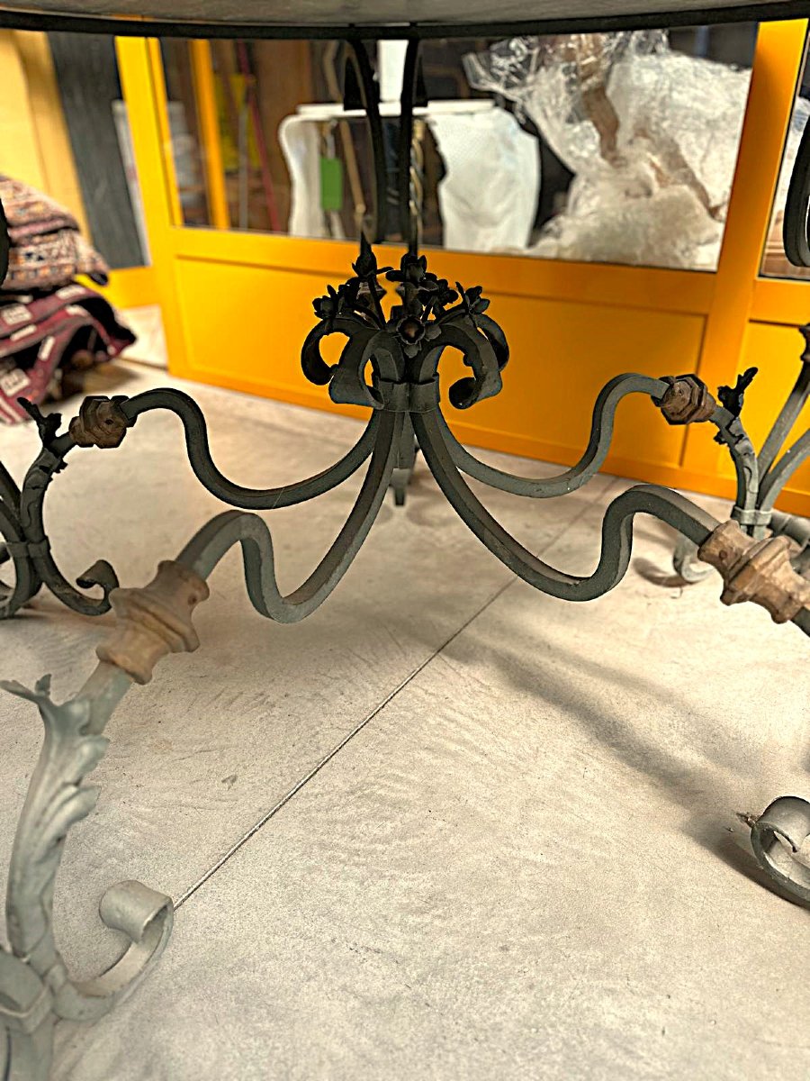 Wrought-iron Table With A Green Marble Top-photo-1
