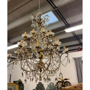 Pair Of Tuscan Gilded Iron Chandeliers