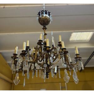 French Gilded Bronze Chandelier