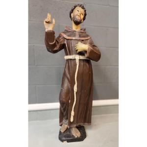 Polychrome Wooden Sculpture, Saint Francis