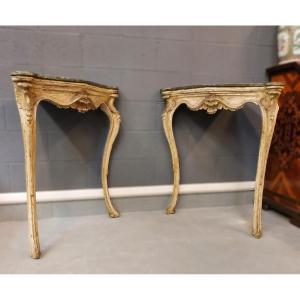 Pair Of Neapolitan Triangular Console Tables