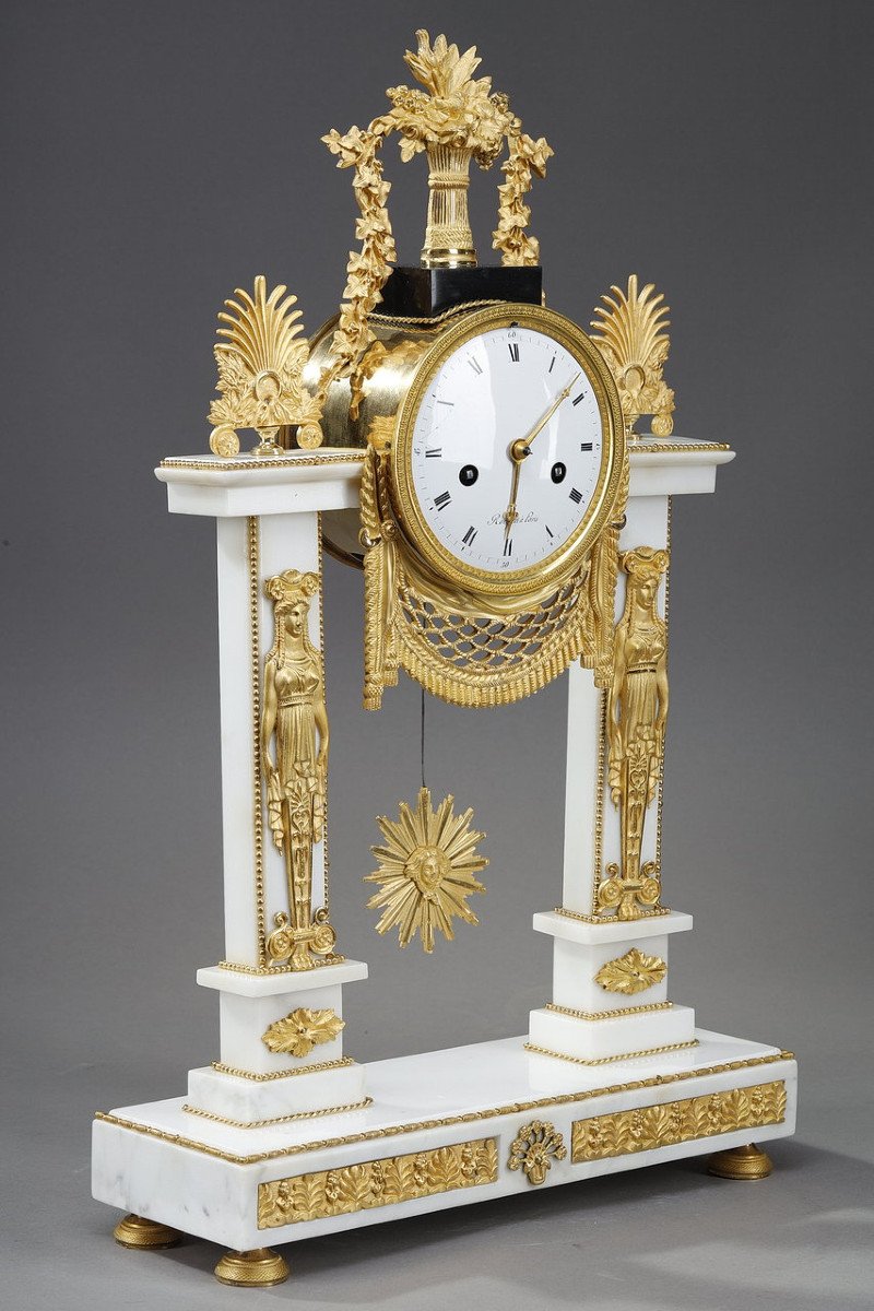 Portico Clock From The Louis XVI Period By Jacques-claude-martin Rocquet-photo-3