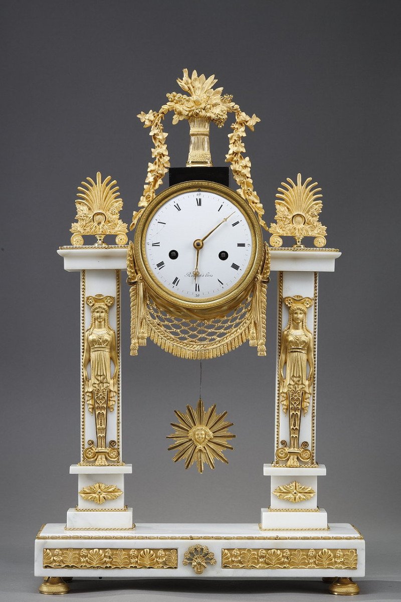 Pendule Portique d'époque Louis XVI Par Jacques-claude-martin Rocquet