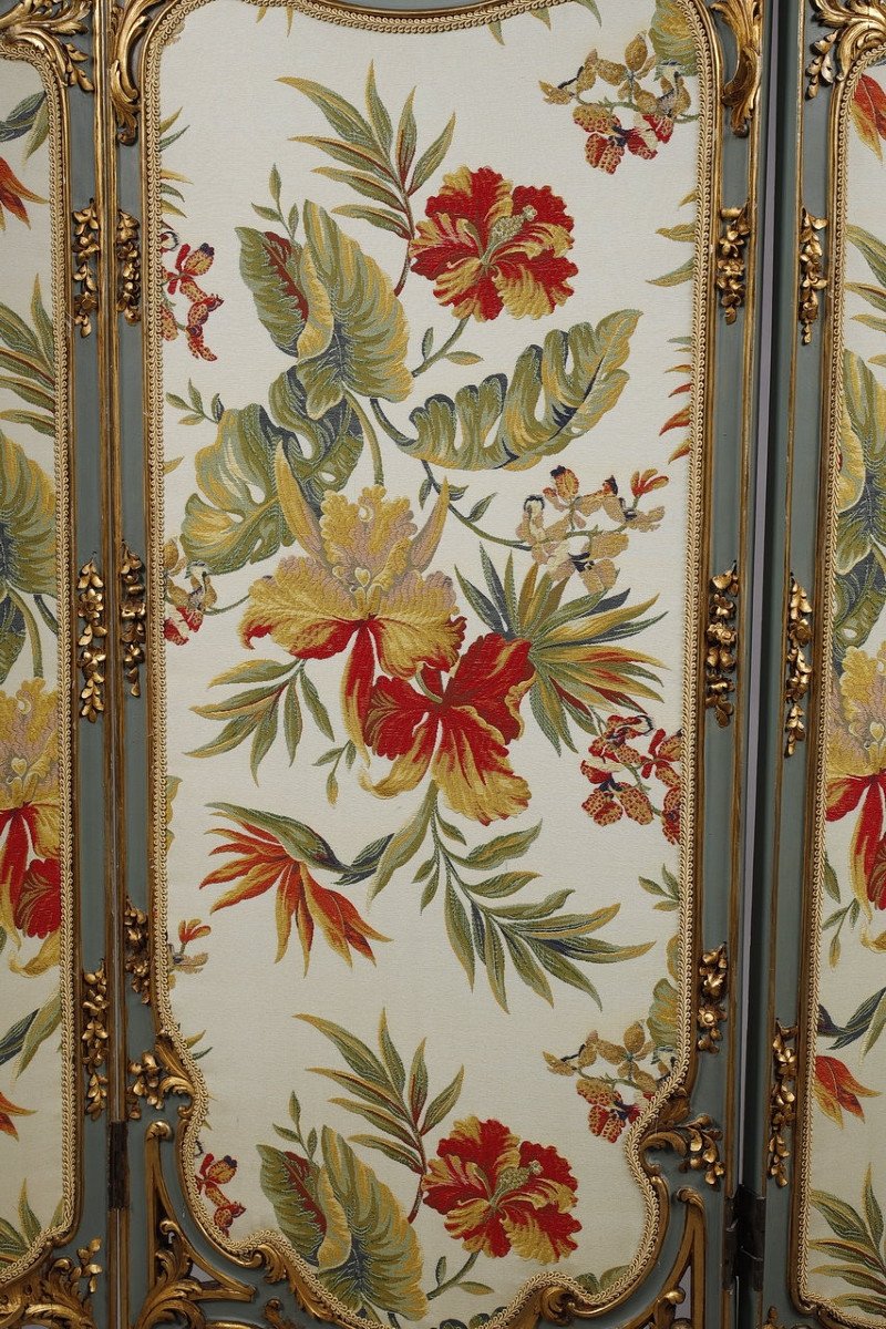 Louis XV Style Screen In Molded Wood And Embroidered Fabrics-photo-4