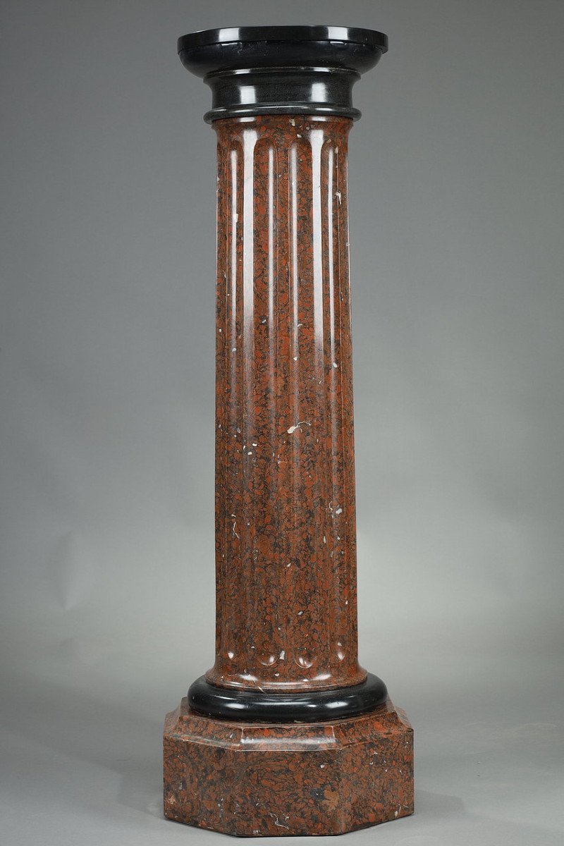 Column In Griotte Scagliola, Late 19th Century-photo-4