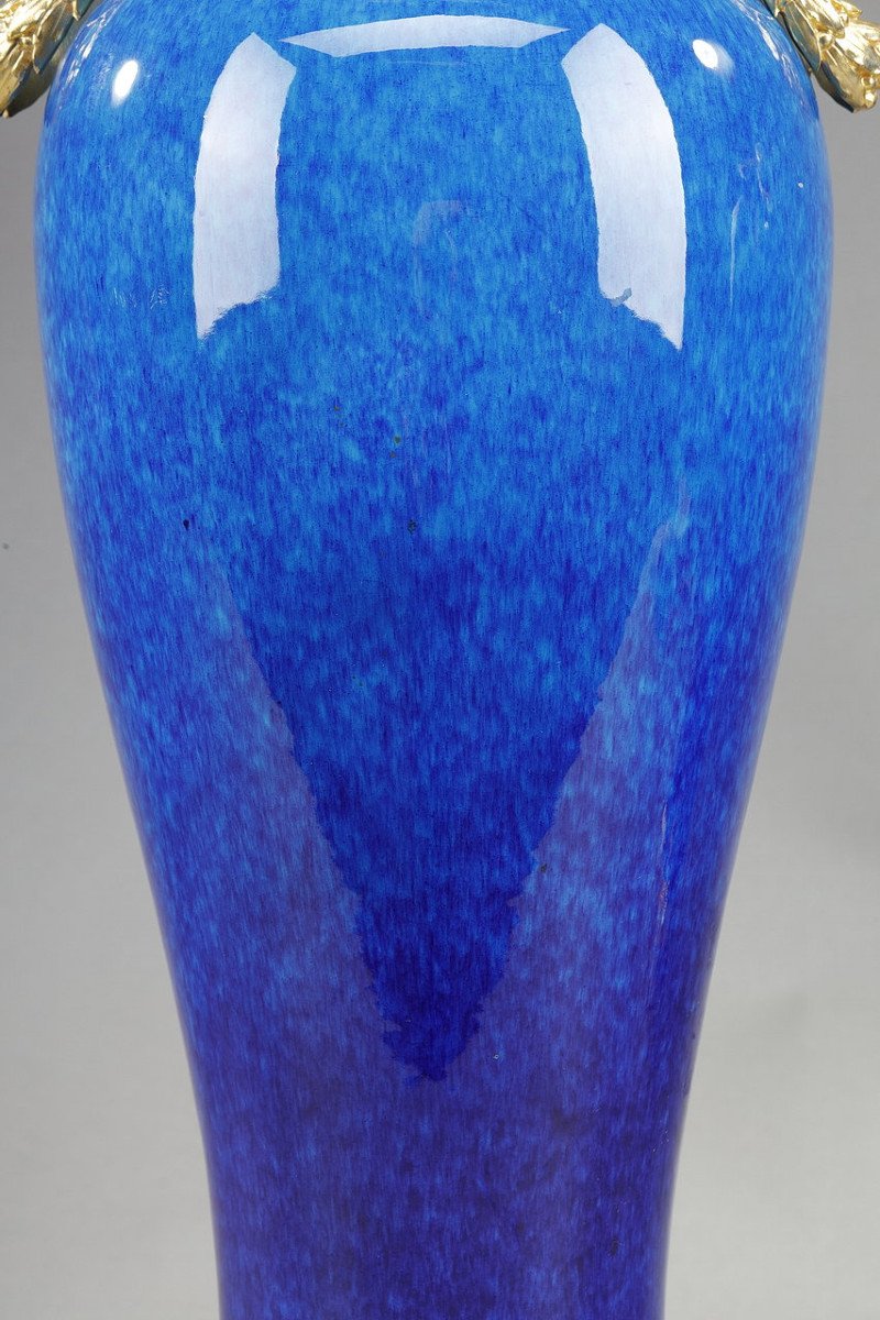 Vases De Sèvres En Céramique à Décor En Camaïeu Bleu Attribués à Paul Milet-photo-1