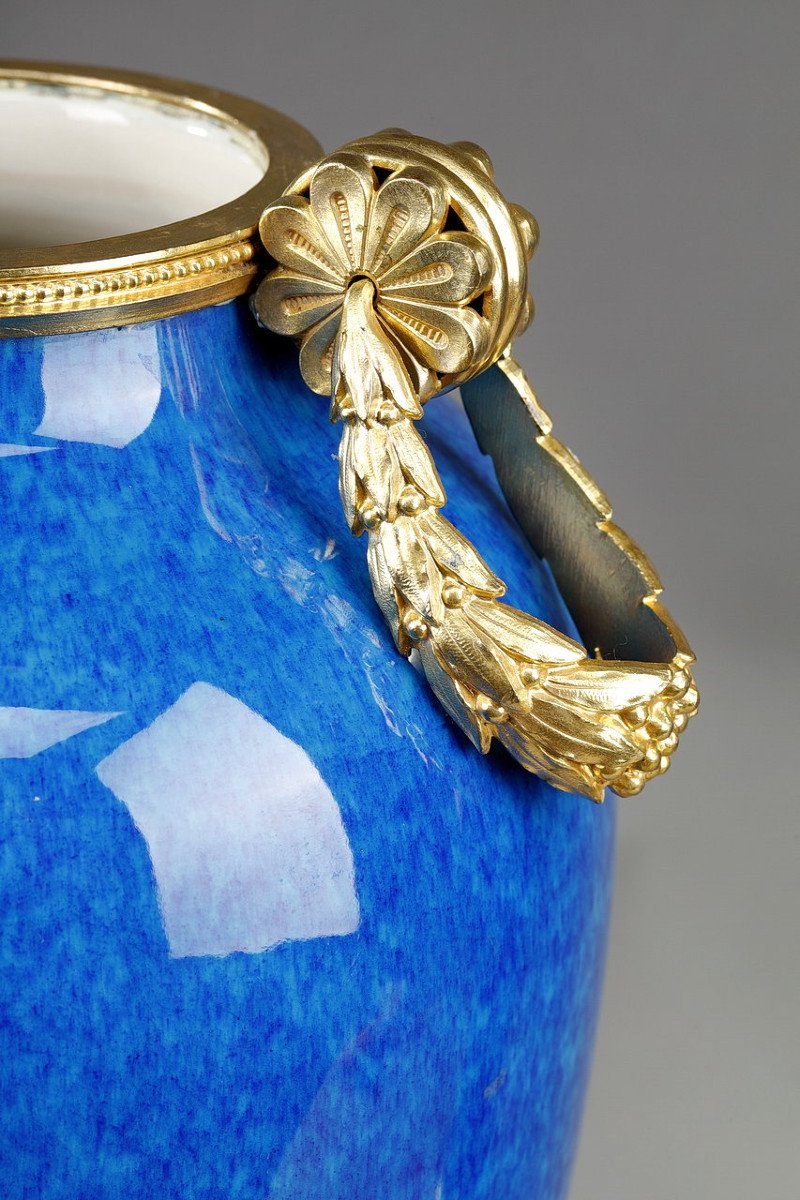 Vases De Sèvres En Céramique à Décor En Camaïeu Bleu Attribués à Paul Milet-photo-3