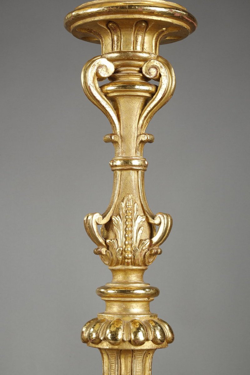 Pair Of Gilded Wood Tripod Torch Holders In The Louis XIV Style -photo-5