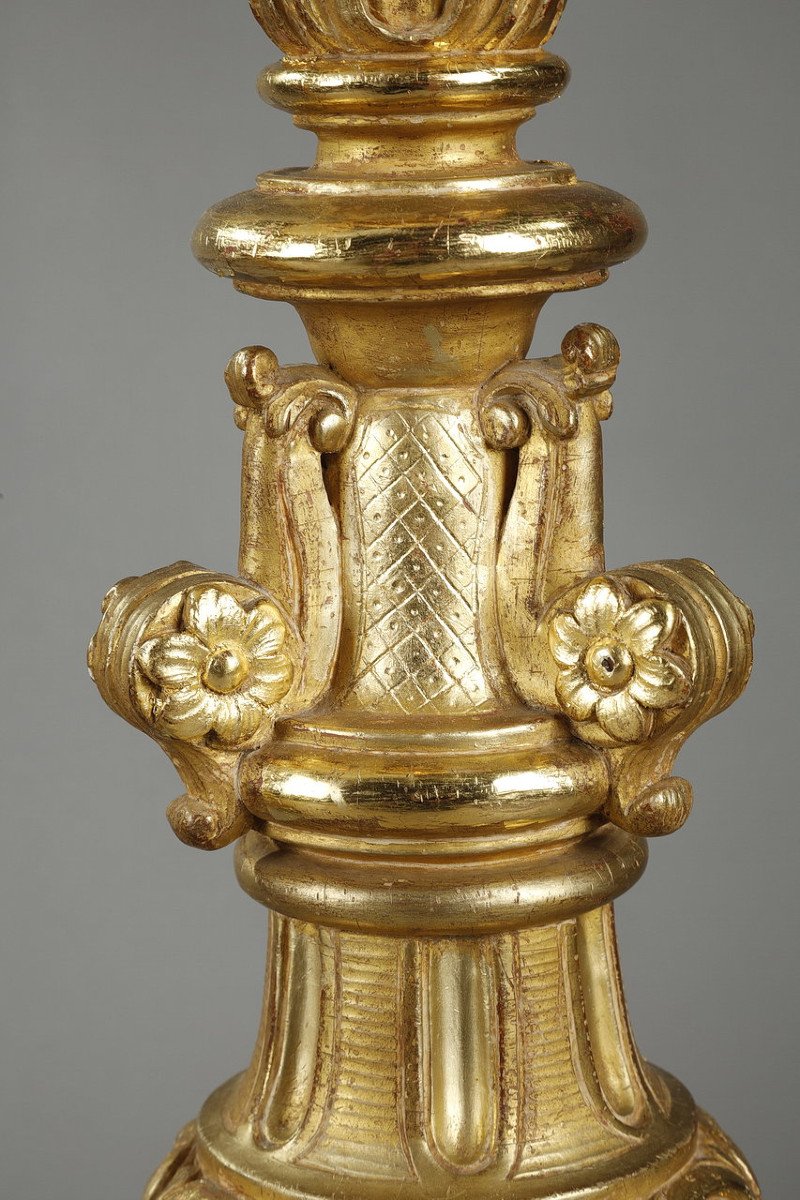 Pair Of Gilded Wood Tripod Torch Holders In The Louis XIV Style -photo-6