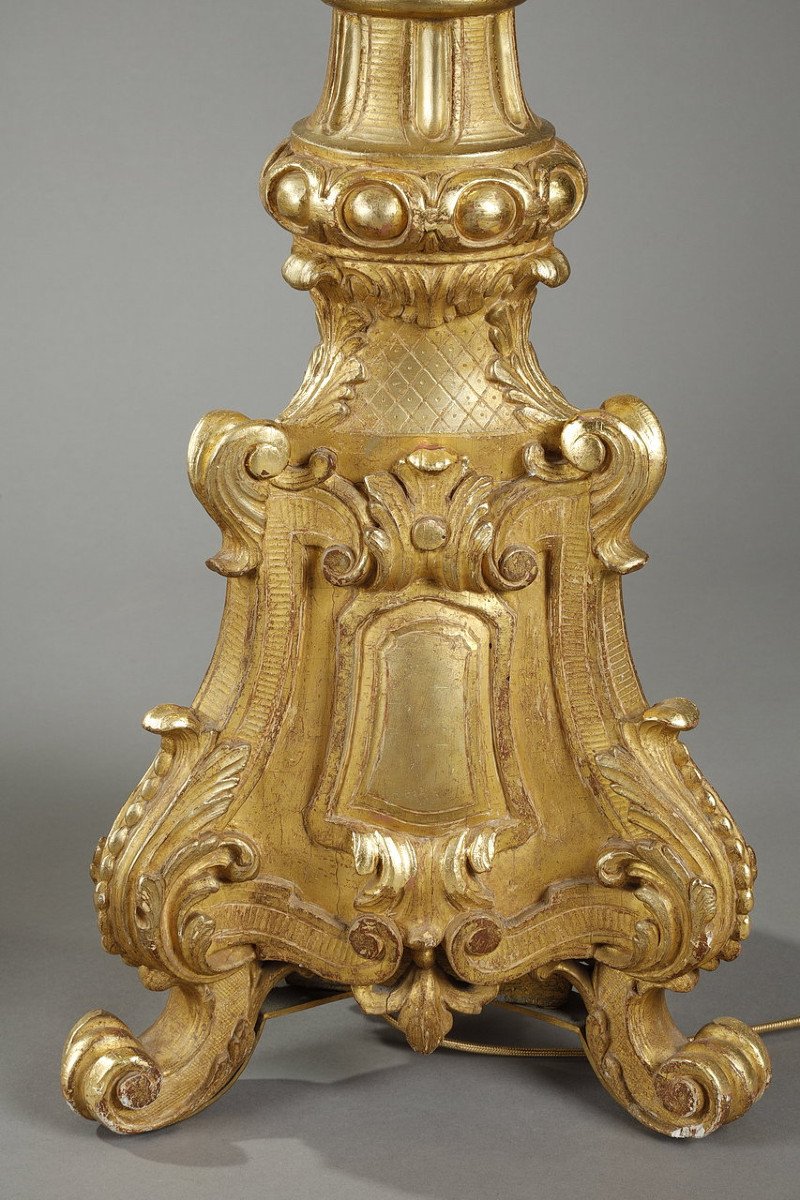 Pair Of Gilded Wood Tripod Torch Holders In The Louis XIV Style -photo-7