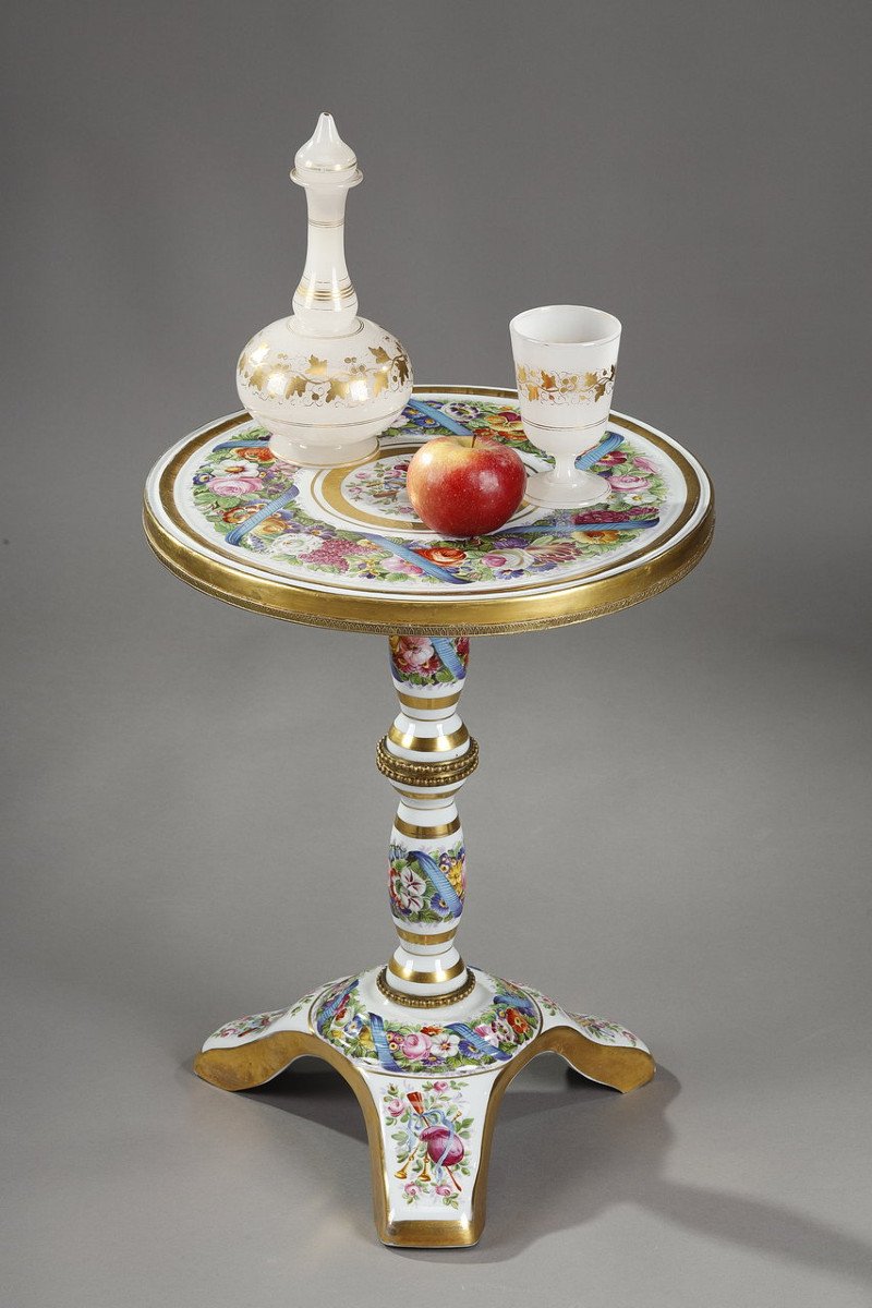 Porcelain Pedestal Table "allegory Of Music", 19th Century-photo-2