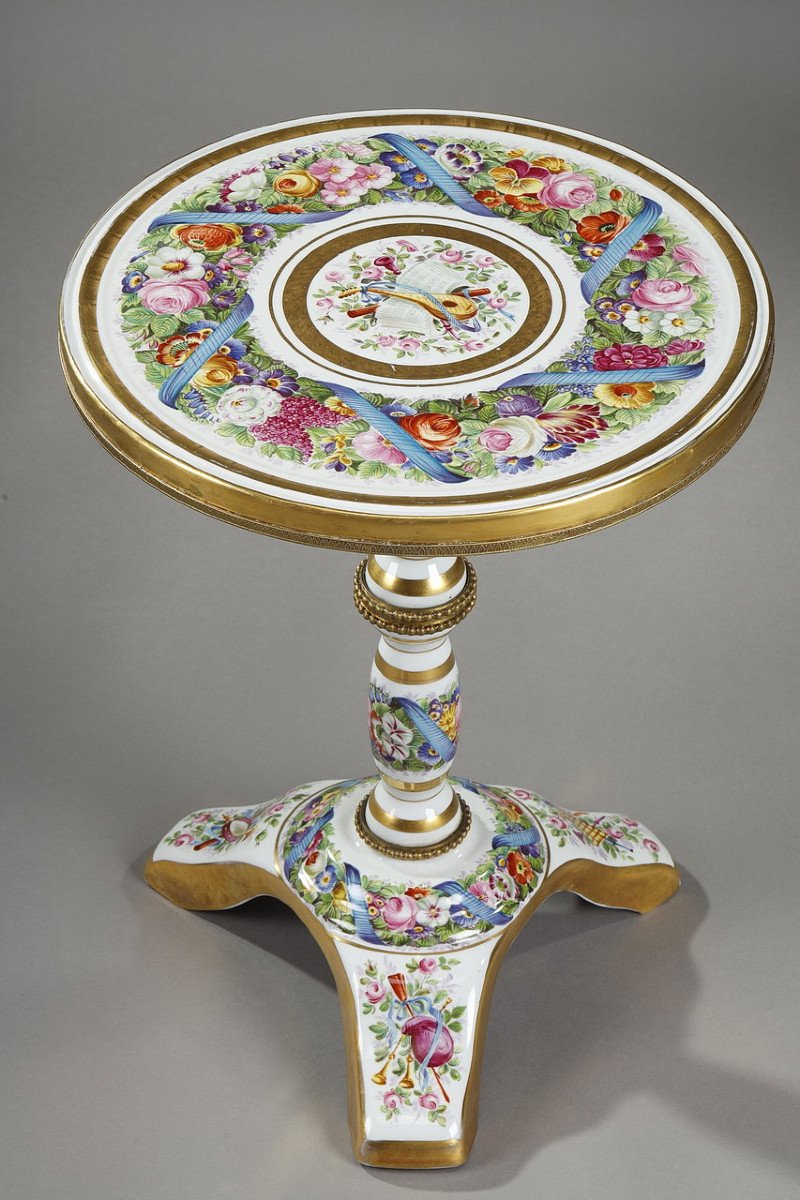 Porcelain Pedestal Table "allegory Of Music", 19th Century-photo-4