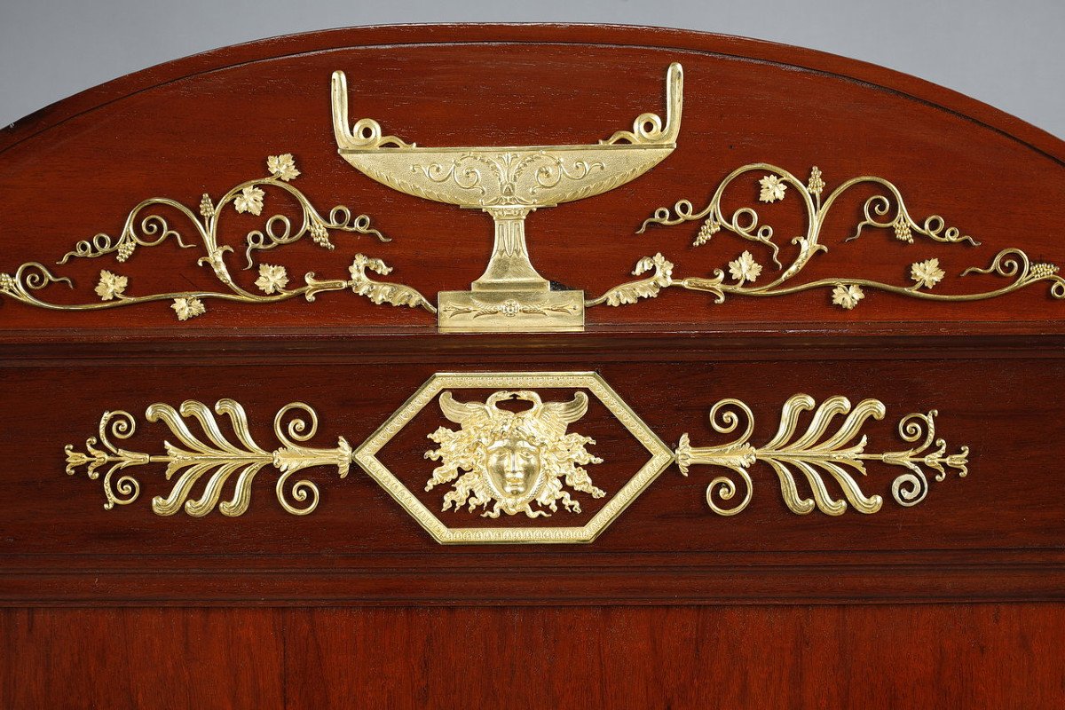 Empire Period Mahogany Sofa Bed Decorated With Lyre And Bust Of Mercury, 19th-photo-5