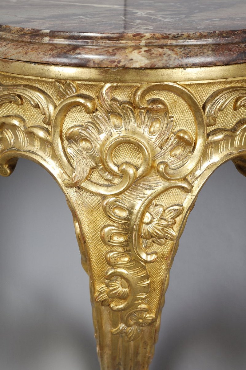 Rococo Corner Console In Carved Wood And Breccia Marble, Louis XV Style, 19th Century-photo-5