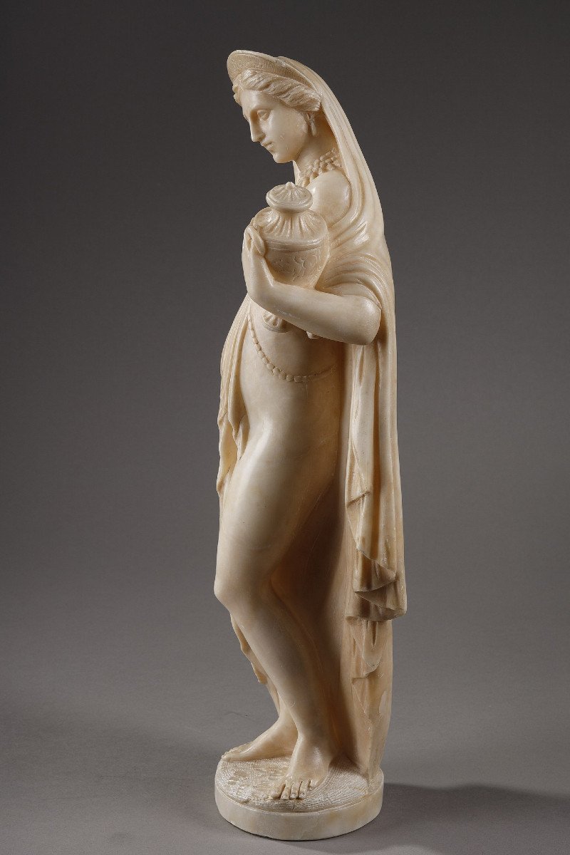 "Pandore" d'après James Pradier, statuette en albâtre,  XIXe siècle-photo-3