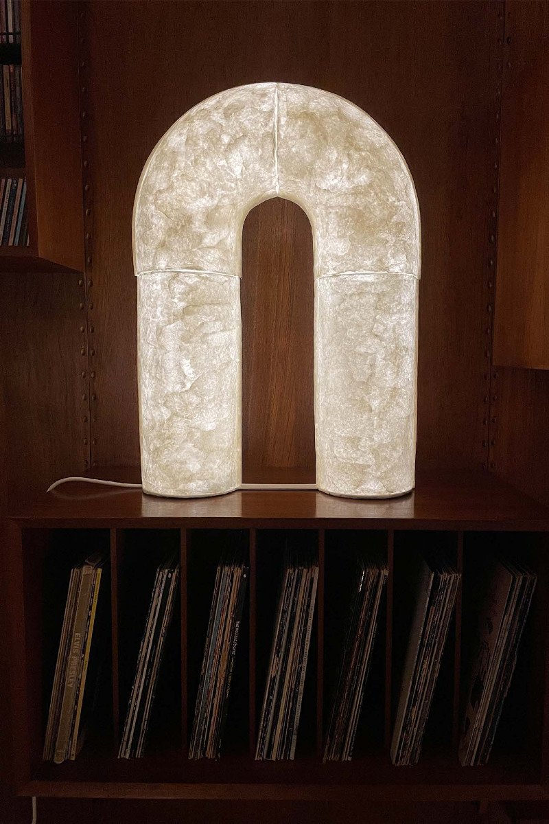 Grande Lampe Arc En Papier Moulé, Laure Philippe, XXIème Siècle