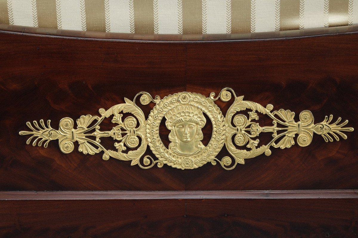 Mahogany And Gilt Bronze Sofa Bed, Restoration Period, 19th Century-photo-7