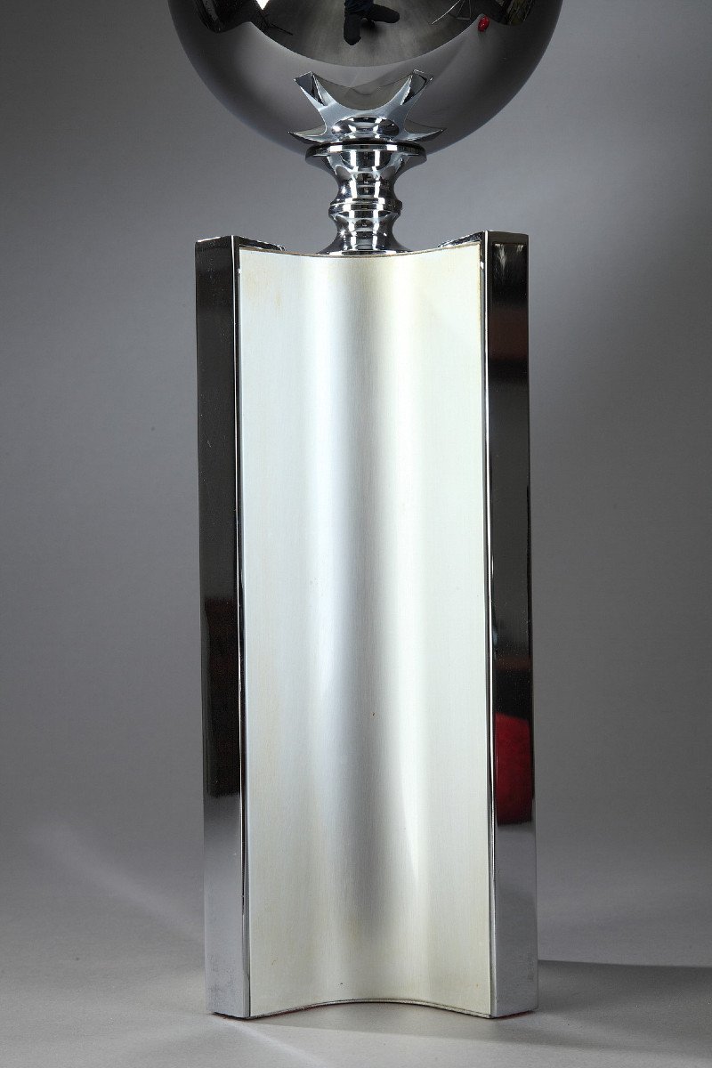 Chrome Table Lamp, Maison Charles Style, 20th Century-photo-1