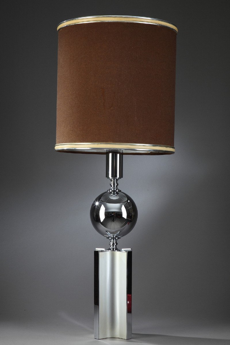 Chrome Table Lamp, Maison Charles Style, 20th Century-photo-2