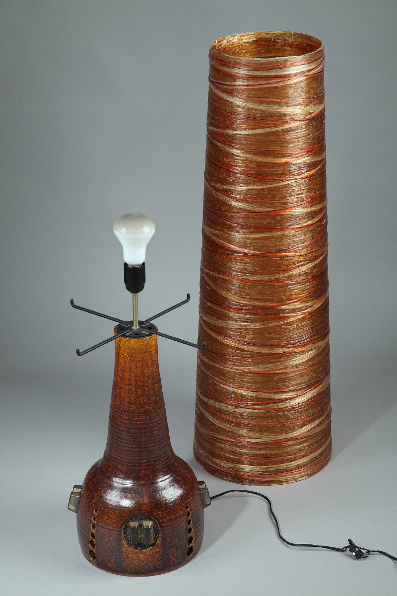 Grande Lampe à Poser En Résine Des Ateliers Accolay, Années 70-photo-1