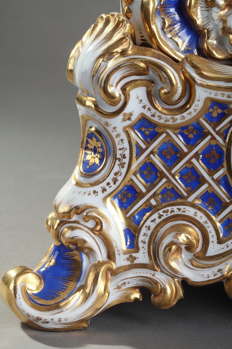 Pendule En Porcelaine Rocaille Dans Le Goût De Jacob Petit (1796-1865),  19ème Siècle-photo-4