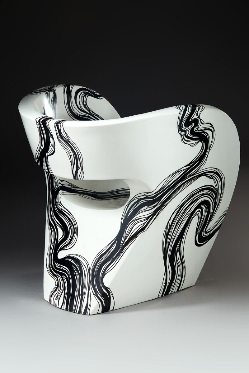 Smoke - Little Albert Armchair By Ron Arad, Hand Decorated, Signed Amane-photo-2