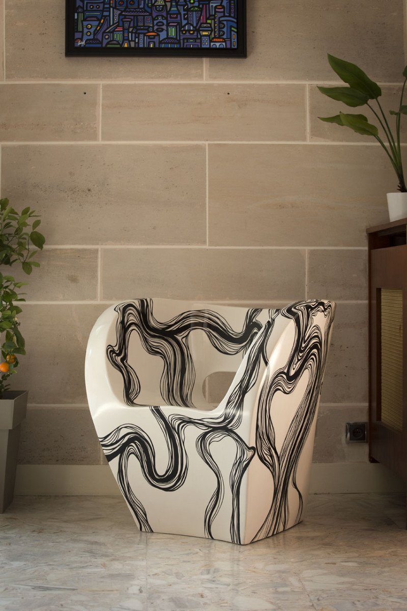 Smoke - Fauteuil Little Albert De Ron Arad, Décoré à La Main, Signé Amane-photo-8