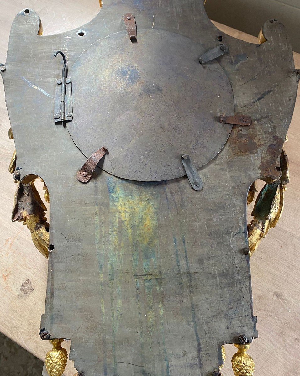 Cartel d'Applique En Bronze Et Laiton Doré, d'époque Louis XVI, Par J.panier, XVIIIe Siècle-photo-8