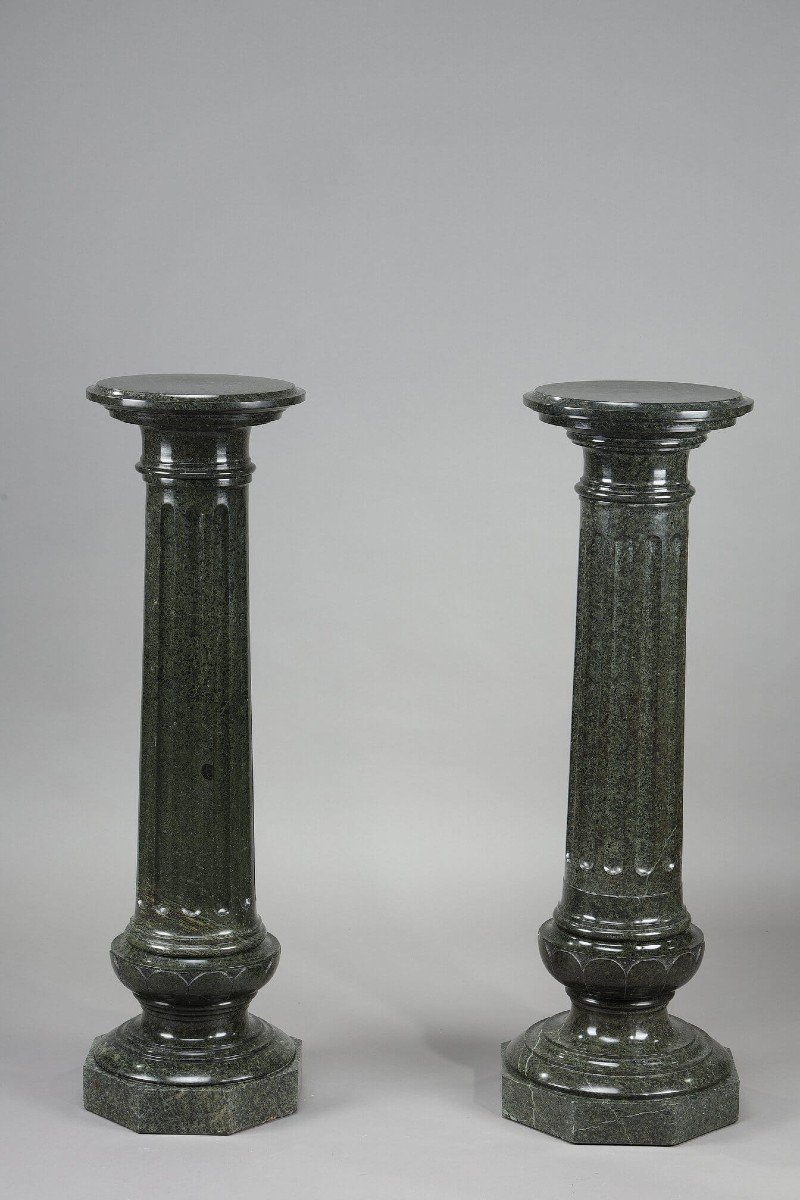 Two Important Fluted Green Marble Columns-photo-3