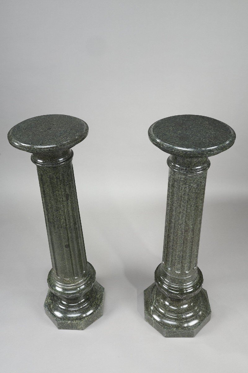 Two Important Fluted Green Marble Columns-photo-4