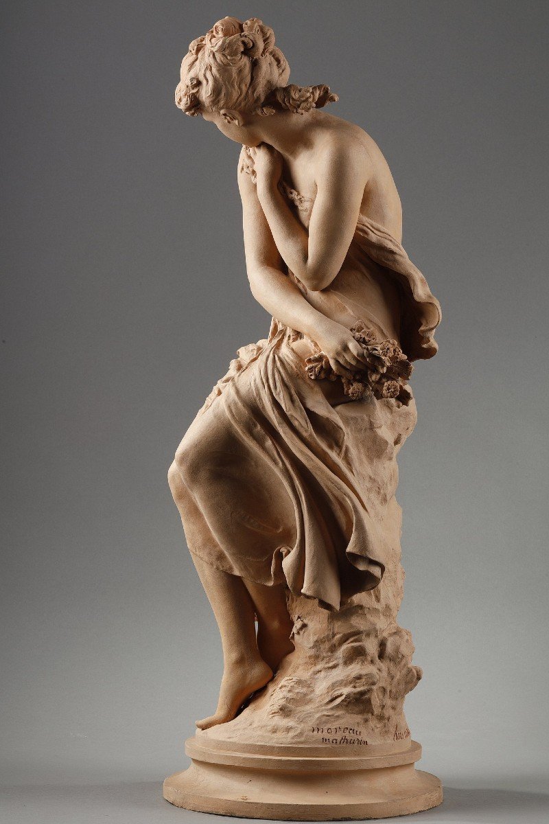 Sculpture en terre cuite "Le Printemps", signée Mathurin Moreau-photo-1