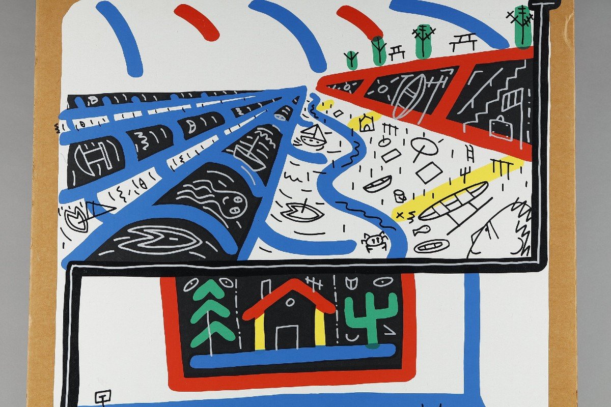 Very Large Format Diptych By François Boisrond (1959) Beach Dream (1986)-photo-3